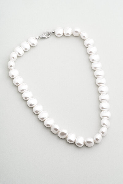 So CHIC... Diana 18 Ayar Beyaz Altın Kaplama 47 Cm Gümüş İnci Kolye