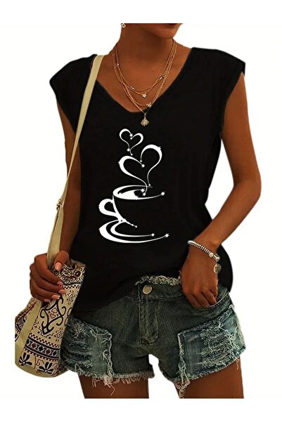 NOFLEN Γυναικείο μπλουζάκι με λαιμόκοψη V, αμάνικο Oversize Salas Boyfriend