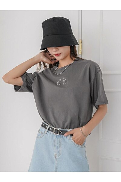 NOFLEN T-shirt Tiny 2 Penguin Printed Oversize Casual Boyfirend