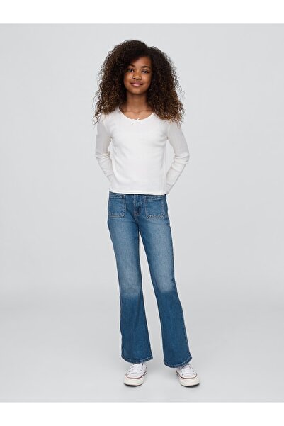 GAP Kız Çocuk Mavi High Rise '70s Flare Jean Pantolon
