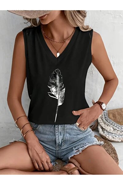 NOFLEN Tricou oversize casual de damă cu decolteu în V