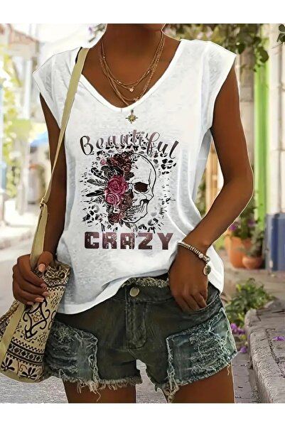 leathermood Γυναικείο μπλουζάκι Oversize Casual V λαιμόκοψη