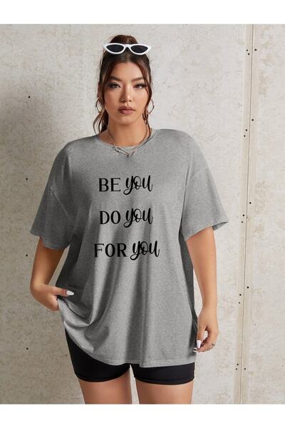 NOFLEN Budi ti Štampano Siva Oversize kroj T-shirt Ležerni dečko