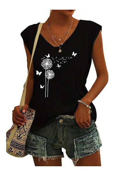 NOFLEN Γυναικείο μπλουζάκι Oversize Casual V λαιμόκοψη