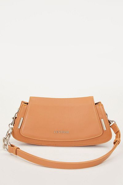 Levidor Camel Cover Leather Strap Baguette Bag
