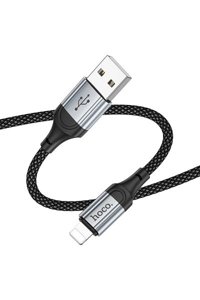 REDz Accessories Cablu Hoco X102, USB la Lightning, 1m, compatibil cu iPhone, transfer de date 2.4A, negru