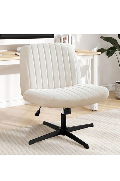 AnneFish Criss Cross Legged Office Chair Wide Desk Chair Armless Computer Task Chair Swivel Vanity Home Chair