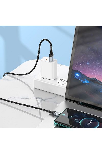 REDz Accessories Cablu Hoco X102, USB la Type-C, 1m, pentru iPhone 15/16 și Android, 3a, transfer de date, negru