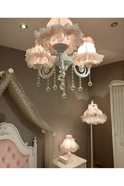 LULUAVİZEM Luluavizem Patentli Özel Tasarım 3 Kollu Ithal Dantelli, Elde Yıkanabilir Başlık Döküm Avize