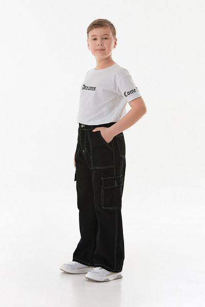 Fulla Moda Contrast Stitched Cargo Pocket Boys' Trousers