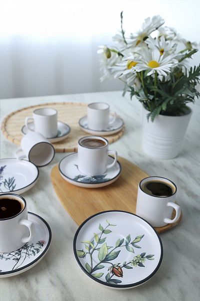 Keramika Nordic Coffee Flower Garden Σετ - 12 τεμαχίων, 6 ατόμων, 18938-43