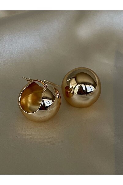 Coucou Siyah Gold Mango Model Çelik Top Küpe