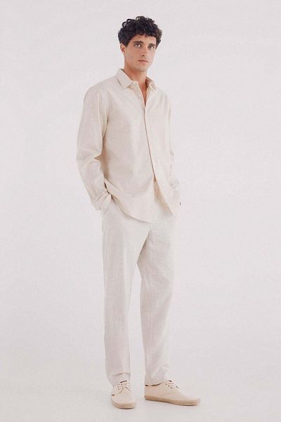 Springfield Slim Fit Linen Chinos Trousers