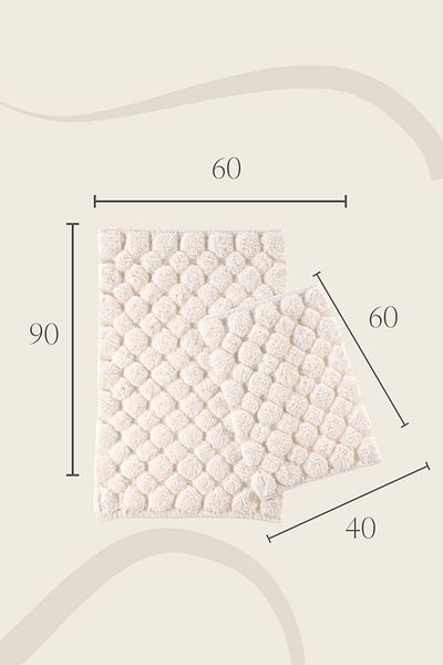 İrya Mellow Σετ 2 Χαλάκι Μπάνιου 100% Βαμβάκι 40x60 + 60x90 Εκρού