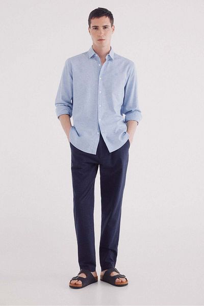Springfield Slim Fit Linen Chinos Trousers