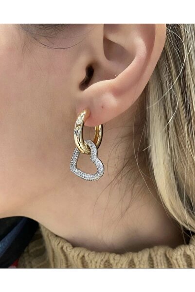 touch of shine تصميم خاتم القلب أقراط حجر الزركون