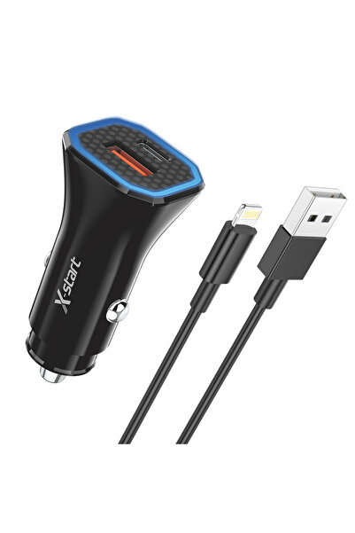REDz Accessories Set încărcător auto X-Start CC116L cu cablu Lightning de 1 m...