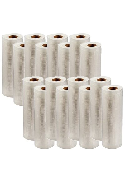 YBOSHOP Set 16 role pungi pentru vidat alimente 22x500 cm, gofrate, reutiliza...