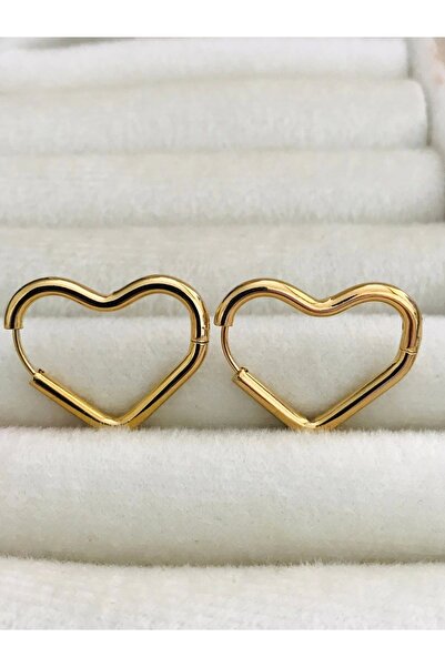 Mercan Aksesuar Çelik Kalp Küpe 2,5 cm