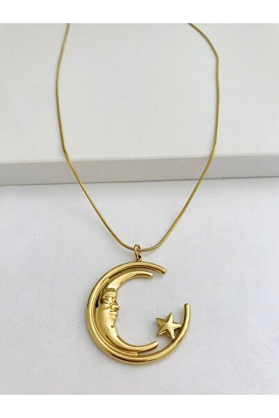 Mercan Aksesuar Çelik Moon Kolye
