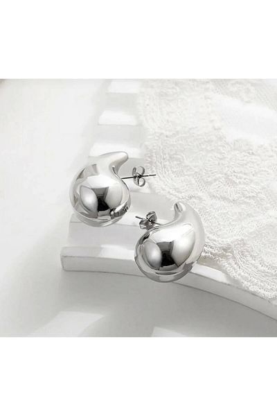 biralışveriş Steel Drop Model Silver Color Steel Earrings