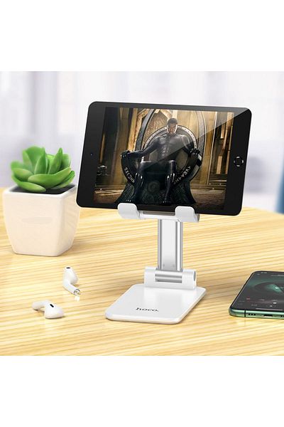 REDz Accessories Hoco PH29A Desk Stand, for Phone and Tablet, Adjustable 120 Degrees, Silicone Protection, White