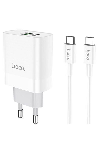 REDz Accessories Charger Set For 15/16 And Android, Hoco C80a Adapter, Type-c Usb Port, Fast Charging 20w, White