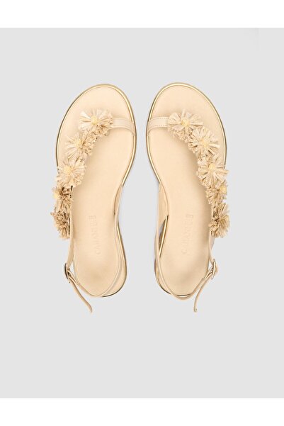 Cabani 100% Genuine Leather Beige Women's Sandals