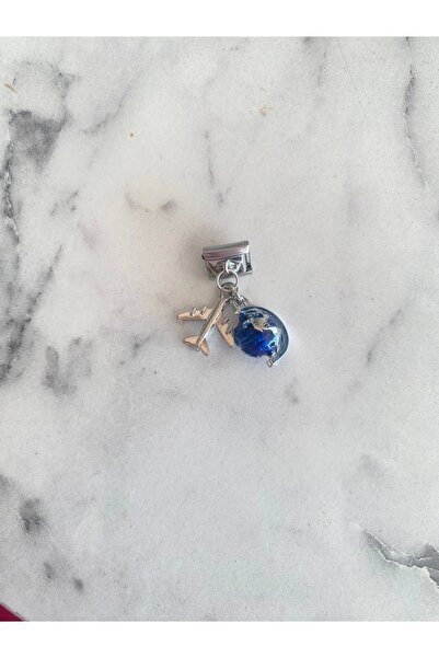 Aksesuar İtalyan Bileklik Charmı 9mm Uçak Dünya Modeli