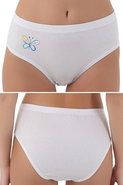 CENNETOĞLU Women's White Patterned Panties – 100% Cotton