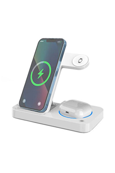 REDz Accessories Βάση γραφείου 4 σε 1, Πολλαπλή φόρτιση B-18, Ασύρματη φόρτιση 15W, Universal, Λευκή
