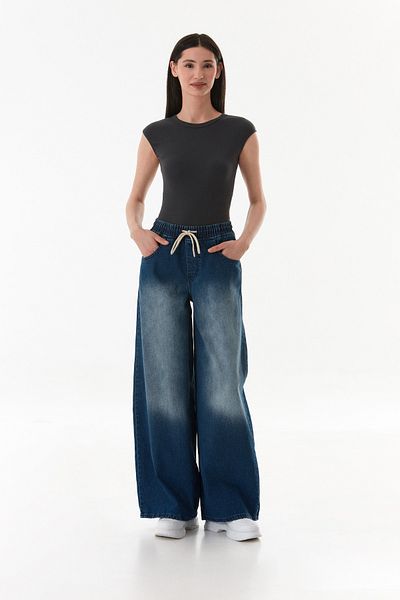 Fulla Moda Jean Palazzo cu aspect vintage cu cravată în talie