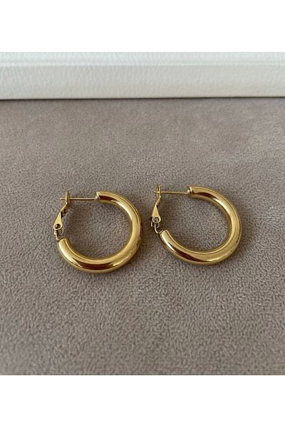 Asmir Accessories أقراط دائرية سميكة من الفولاذ - أنيقة ومريحة