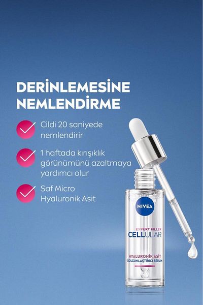 NIVEA Cellular Expert Filler Plumping Serum 30ml, Hyaluronic Acid, Moisturizing, Anti-Wrinkle