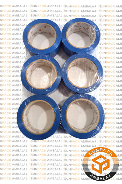 sunpack ambalaj Royal Tape Mavi Koli Bandı 45mm x 100m (6 Adet) - Güçlü Yapışkanlı Koli Bandı