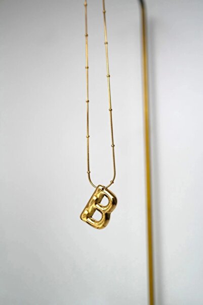 doi aksesuar Çelik Balon Harf Kolye B Harfi