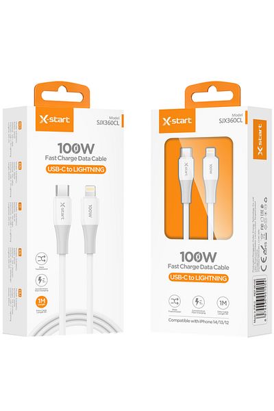 REDz Accessories X-start Sjx360cl Cable, Type-c To Lightning, 1m, Iphone Compatible, 100w Power, White