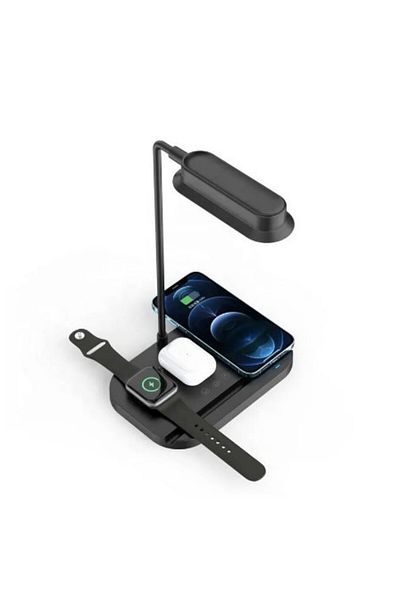 REDz Accessories Lamp And Holder, 3 In 1, Fast Wireless Charging, Iphone/android, Apple Watch, 15w, Black