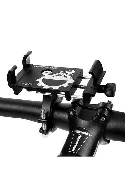 REDz Accessories Suport telefon bicicletă/motocicletă, subțire, montare ghidon, aluminiu, fix, Aubtec, negru