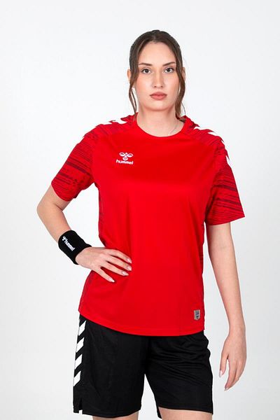 hummel تي شيرت التدريب على الخط باللون الأحمر