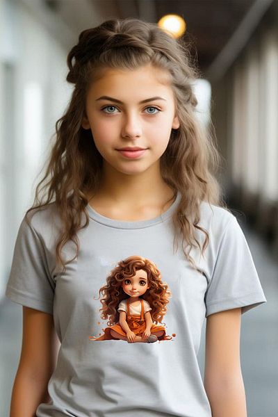 makiteks Tricou cu imprimeu pentru fete din bumbac pieptănat 5 6 7 8 9 10 11 12 13 14 ani Fată drăguță