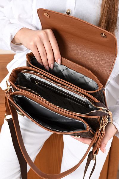 H&D COLLECTİON Very Useful, Suitable for Daily Use, 2 Straps, 3 Compartments, Lined Shoulder and Crossbody Bag 2184