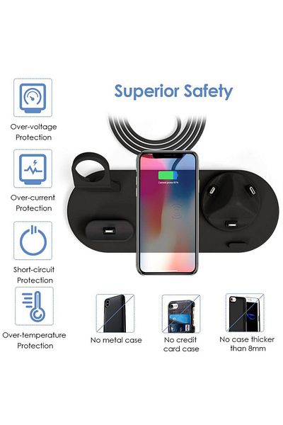 REDz Accessories Stand de încărcare 4 în 1, Kephe, încărcare wireless, 6 conectori, universal, alb