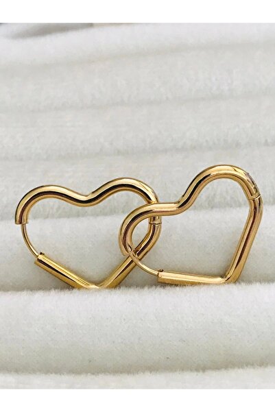 Mercan Aksesuar Çelik Kalp Küpe 2,5 cm