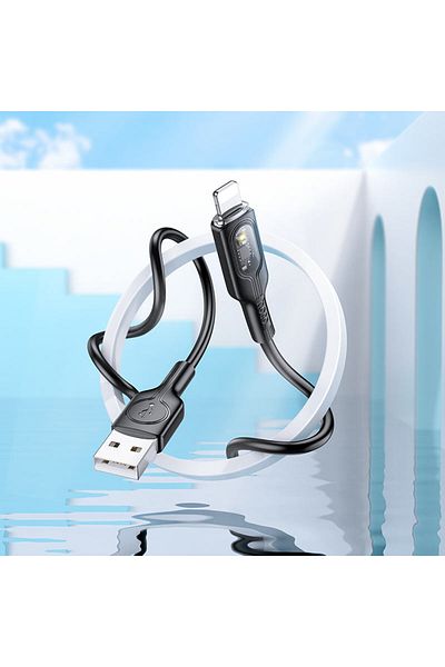 REDz Accessories Cablu de date, compatibil cu iPhone, USB la Lightning, Hoco U120, alimentare 2.4A, 1.2m, negru