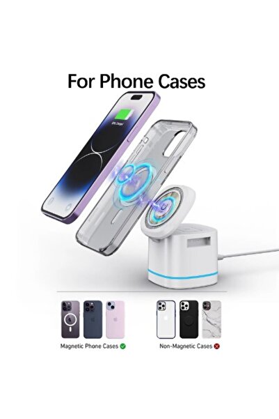 REDz Accessories Βάση φόρτισης 3 σε 1, MagSafe, πολύχρωμο φως, 15W, ασύρματη, λευκό