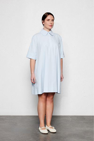 LUOKK Magnus Plus Size Purple Mini Shirt Dress Light Blue