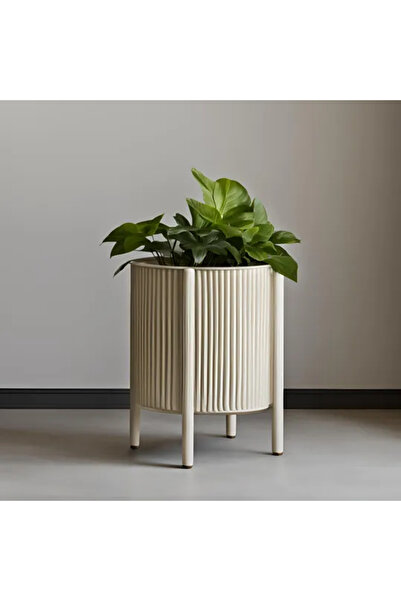 sermen kreatif Ribbed Round Mid Century Planter with Feet