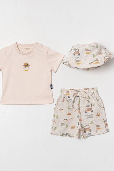 HAUSEkids 9-24 Months Camp Friend Baby Boy 3 Piece Set-Latte