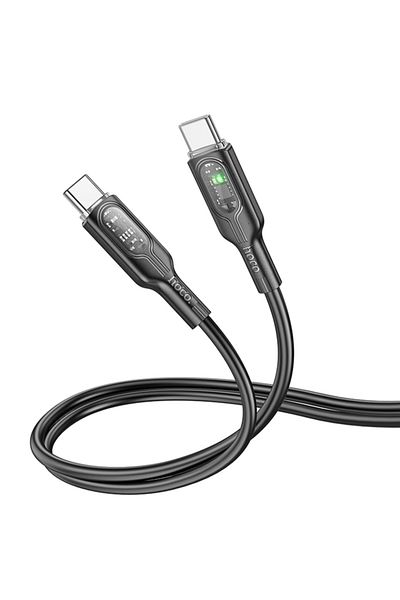 REDz Accessories Cablu de date, pentru iPhone 15/16 și Android, Type-C la Type-C, Hoco U120, putere 60w, 1,2m, negru